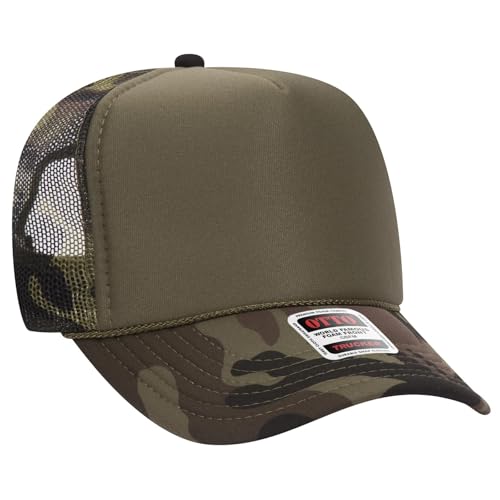 OTTO Cap 5 Panel High Crown Foam Front Mesh Back Trucker Hat, One Size - color: 021cpb