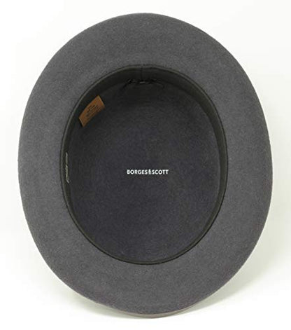 Premium Orwell - Bowler Derby Hat - 100% Wool Felt - color: Grey, size: 7-7 1/8