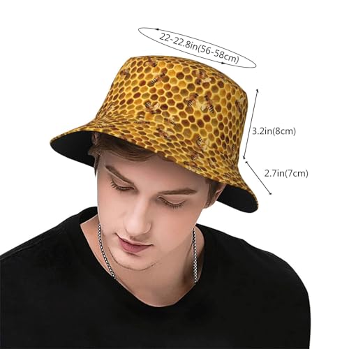 Bucket Hat for Men Women Packable Sun Hats Fisherman Outdoor Summer Travel Hiking Beach Caps - color: Bee