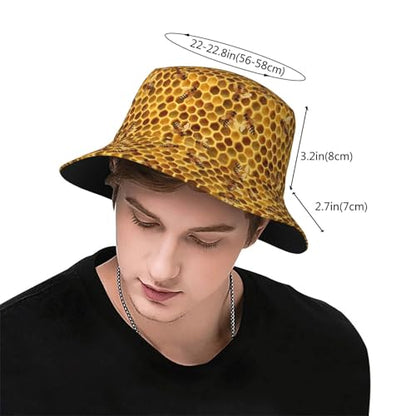 Bucket Hat for Men Women Packable Sun Hats Fisherman Outdoor Summer Travel Hiking Beach Caps - color: Bee
