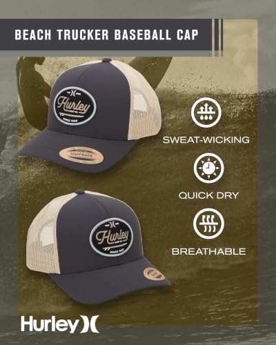 Hurley Mens Hat Beach Break Trucker Water Resistant Baseball Cap - color: Charcoal Grey