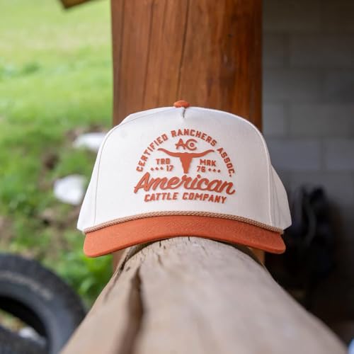 Certified Ranchers Association Adjustable Snapback Hat - color: Khaki/Burnt Orange