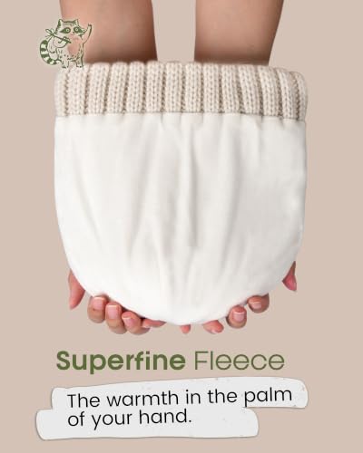 Fleece Lined Beanie Cable Knit Chunky Beanies Womens Snow Cap - color: Beige