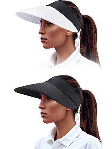 Syhood 2 Pieces Women Sun Visor Wide Brim Adjustable Golf - color: Color Set 3