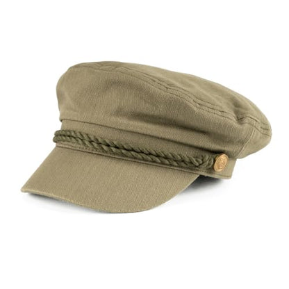 C.C Cotton Fisherman Cap for Women – Classic Fiddler Hat, Lightweight Breathable Cotton, Trendy Greek Fisherman Style - color: Cotton-olive