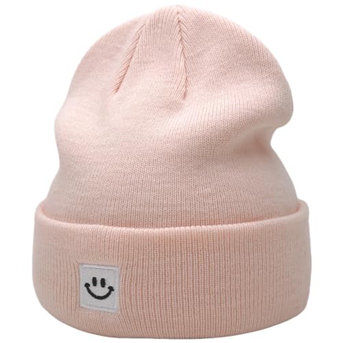 55cube Unisex Winter Beanie Hats Warm Thick Knit Cuffed Skullcaps - color: Light Peachy Pink