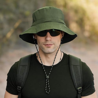 Unisex Waterproof Foldable Bucket Hat Packable Sun Cap for Hiking - color: Army Green