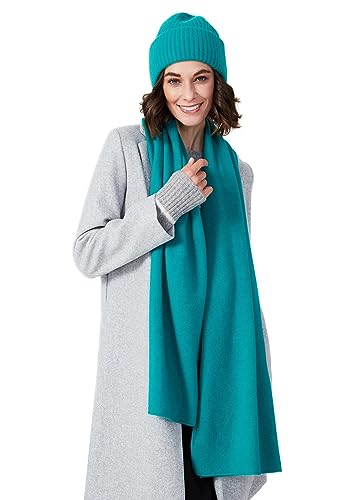 Style Republic Women’s Chunky Knit Beanie, 100% Pure Cashmere Cap, Soft & Stretchy, Warm Hat for Autumn, Winter, Spring - color: Turquoise