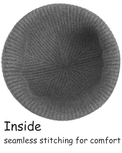 Thin Wool Fisherman Beanie Hat Unisex Cuffed Trawler Skull Cap - color: 1 Light Gray