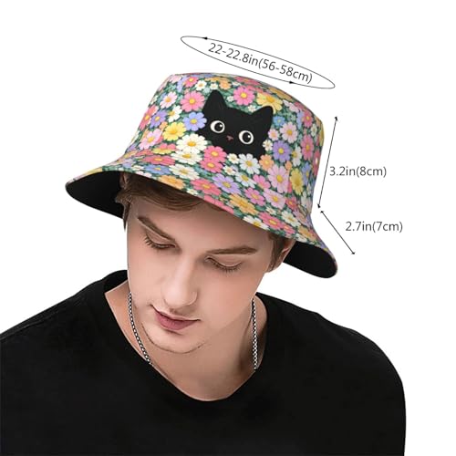 Bucket Hat Unisex for Men Women Cute Funny Fashion Fishing Hat Trippy Art Casual Fisherman Cap - color: Cat2