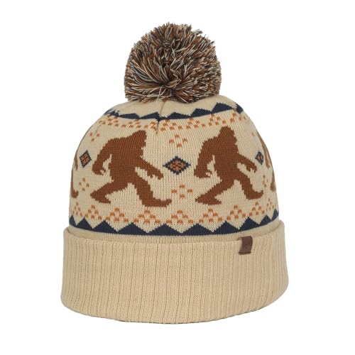 Outdoor Cap Unisex Adult Sasquatch Knit Beanie with Cuff & Pom - color: Oatmeal