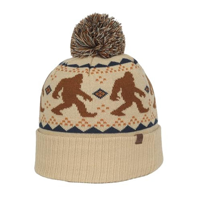 Outdoor Cap Unisex Adult Sasquatch Knit Beanie with Cuff & Pom - color: Oatmeal