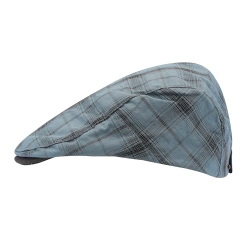 ZLYC Men Summer Flat Cap Scally Ivy Gatsby Newsboy Beret Driver Hat - color: Plaid Blue