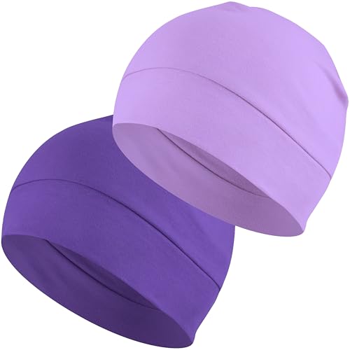 Headshion 100% Cotton Skull Caps Beanie Sleeping Hats for Men Women - color: Purple, Light Purple
