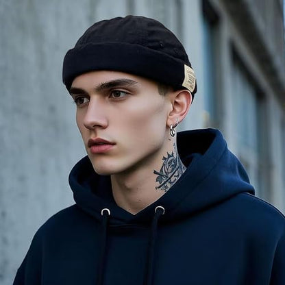 Croogo Hats for Men - Brimless Cap, Retro Strapback, Adjustable Landlord Skullcap - color: Gd43-black