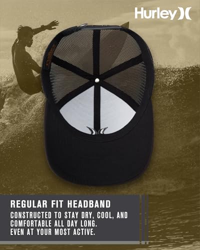 Hurley Mens Cap Del Mar Mesh Panel Trucker Hat with Snap Back - color: Black