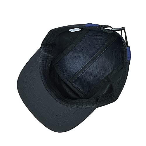 5 Panel Baseball Cap Camp Cap Taslon Short Brim Cap Quick Dry Hat Flat Bill Big Size Large Caps Oversize Running Hat - color: Black&blue, size: 7 1/4