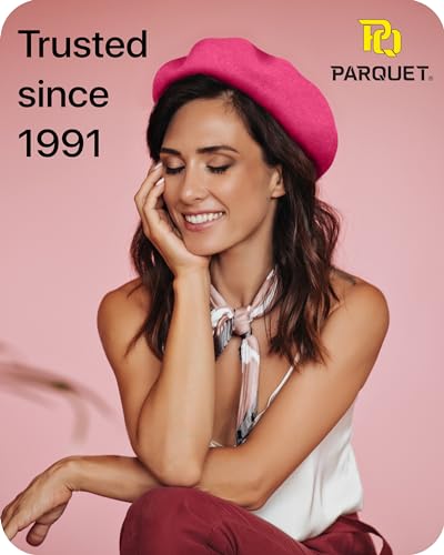 Parquet Solid Color French Beret Hat. Classic French, Casual and Chic Lightweight Cap for Women - color: Fuchsia