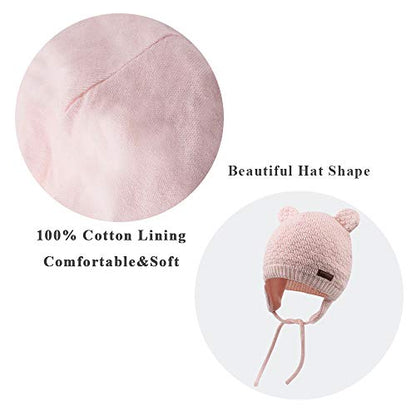 XIAOHAWANG Baby Hat Cute Bear Toddler Earflap Beanie Warm for Fall Winter - color: A-pink, size: 12-18 Months