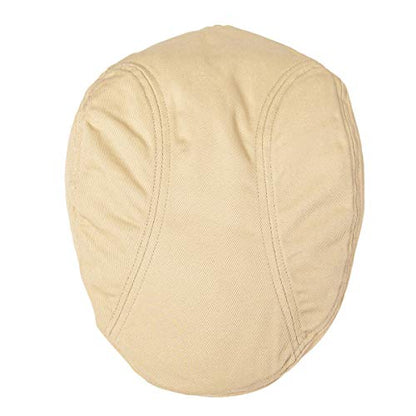 BOTVELA Men Cotton Twill Newsboy Flat Hat Fitted Cap - color: Khaki, size: 7 5/8