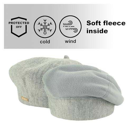 Beret - Warm Lined Wool Angora Knit Berets - French Paris Hat for Women - color: Light Grey