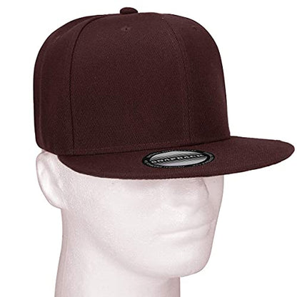 Falari Wholesale 12 Pack Snapback Hat Cap Hip Hop Style Flat Bill Blank Solid Color Adjustable Size - color: 12-pack Brown