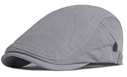 DIYDECAL Cotton Newsboy Flat Caps for Men, Womens Cabbie Driving Beret Hats - color: Grey