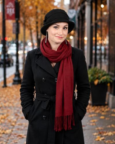 Fleece Flower Cloche Hat for Women Chemo Cancer Ladies Headwear 50+ UPF - color: Black