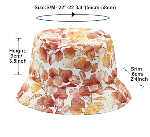 Quanhaigou Bucket Hat for Men Women,Packable Reversible Printed Sun Hats,Fisherman Outdoor Summer Travel Hiking Beach Caps - color: Fall Leaves