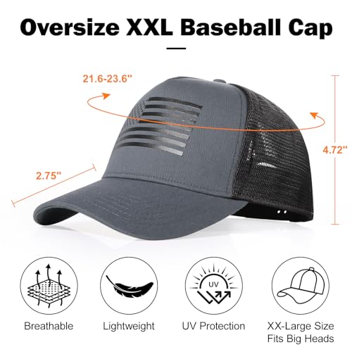 Oversize XXL American Flag Trucker Hat - color: Dark Gray/Black, size: XX-Large