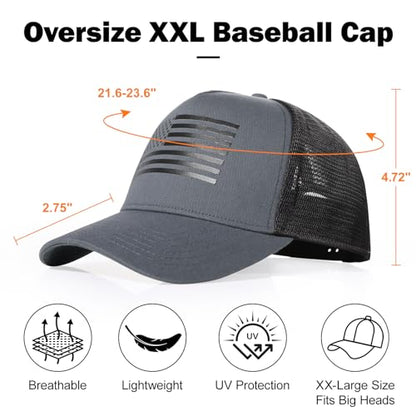 Oversize XXL American Flag Trucker Hat - color: Dark Gray/Black, size: XX-Large