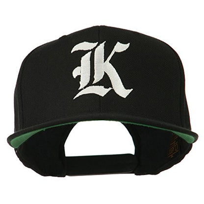 Old English K Embroidered Flat Bill Cap - color: Black