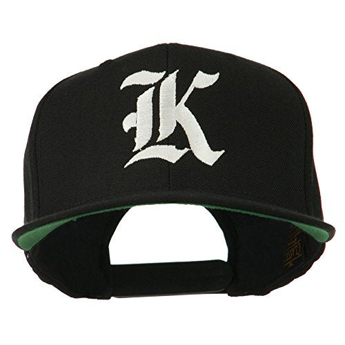 Old English K Embroidered Flat Bill Cap - color: Black
