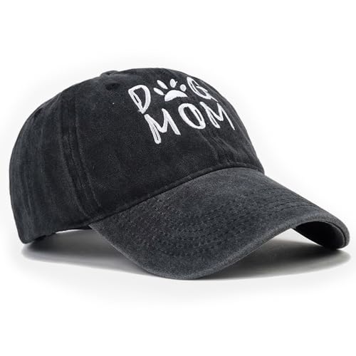 Baseball Cap for Men Women Adjustable Washed Cotton Vintage Embroidered Distressed Sun Hat - color: Dog Mom