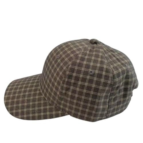 Unisex Plaid Baseball Cap Classic Checkered Cotton Dad Hat Retro Adjustable - color: Grey