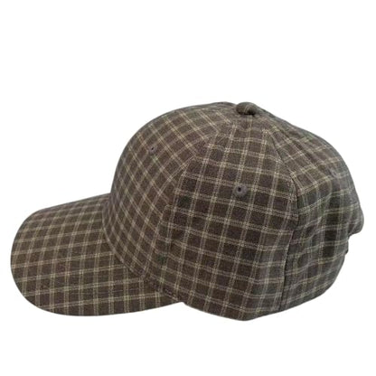 Unisex Plaid Baseball Cap Classic Checkered Cotton Dad Hat Retro Adjustable - color: Grey