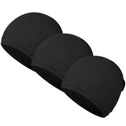 3 Pcs Cooling Skull Caps for Men Women,3D Mesh Running Caps Breathable Quick Dry Helmet Liner for Summer Cycling Gym - color: Black+black+black