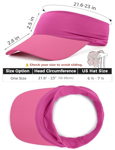 ROYBENS Cooling Visor Hat Women Men, Elastic Headband Sun Visor Golf Cap - color: Rose-red