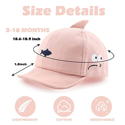 JANGANNSA Baby Duck Cap Infant Kids Sun Hat Bear Cute Cartoon Caps Spring Summer - color: Pink Shark, size: 3-18 Months