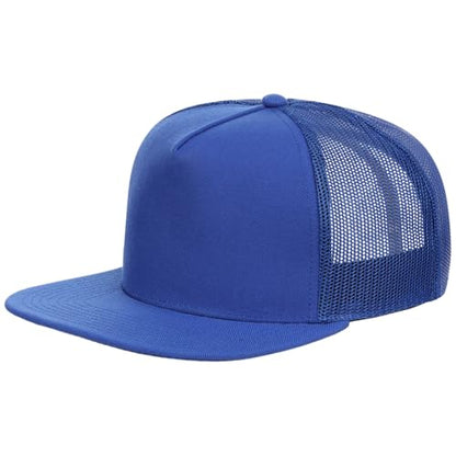Lids Blank Essential 5-Panel Trucker Adjustable Snapback Hat - color: Royal Blue