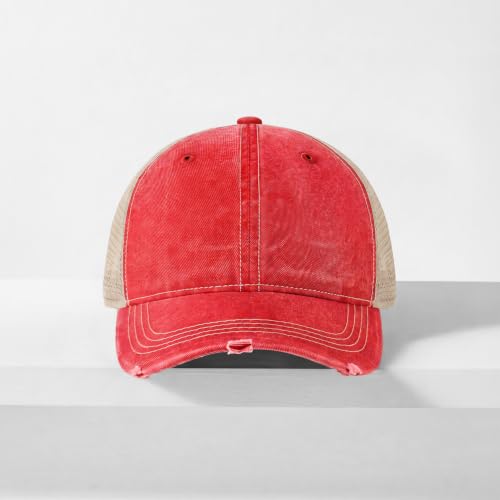 CHOK.LIDS Washed Trucker Hat Unstructured Distressed Pigment Dyed Cap - color: (Red)