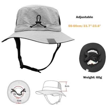 Mens Womens Surf Bucket Hat Waterproof UPF50+ Foldable Beach Sun Hats - color: Grey