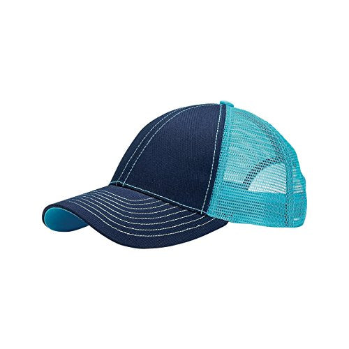 MG Unisex Low Profile (Str) Trucker Cap-7641 - color: Navy/Turquoise