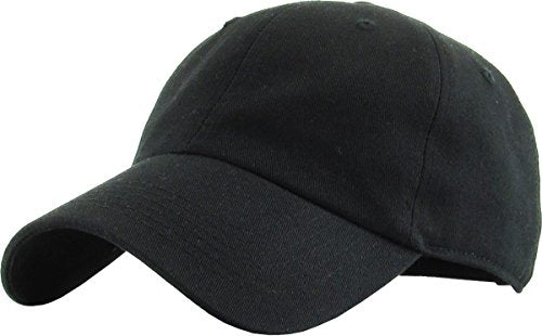 KBETHOS Classic Unisex Cotton Adjustable Low Crown Baseball Cap – Plain Dad Hat - color: Black (12 Pack)