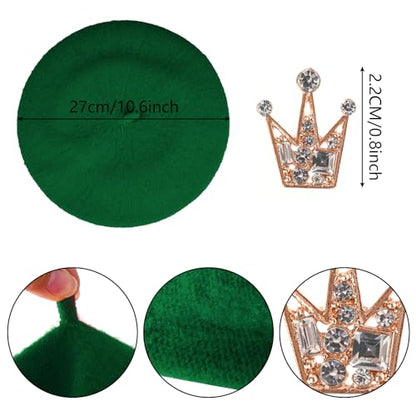 choyaxo 3pcs French Beret Hat Set Costume Accessories Set Including Beret Hat Scarf Crown Pin for Women French Themed Party - style: Fashion Style