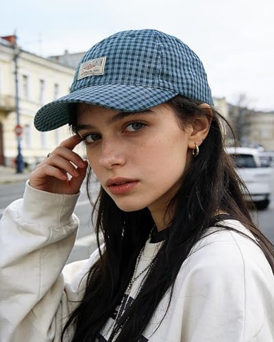 Clakllie Plaid Baseball Cap for Women Men Adjustable Golf Dad Hat Unstructured Trucker Ball Caps Summer Vintage Plaid Hats - color: Cdus-bssc2404-blue