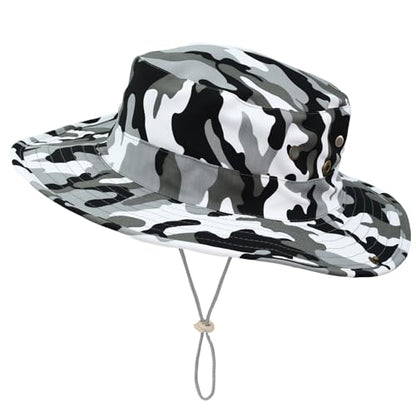 Kids Sun Hats for Boys Girls Bucket Hat UPF 50+ UV Protection Safari Hat Lightweight & Breathable Boonie Hat - color: 1 Pack-gray Camo