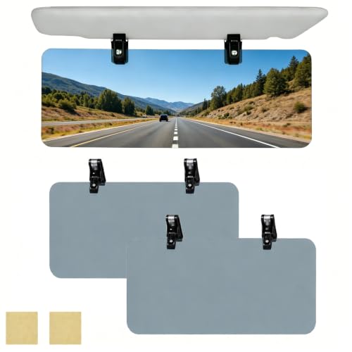 2SET Polarized Sun Visor Extender for Car, Universal Clip-On Anti-Glare Car Sunshade, Auto Windshield Sun Blocker with Double Clip, Day Night Driving UV Protection Eye Visor Extension for Cars Trucks - color: 2pack
