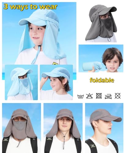 Full Coverage Removable UPF 50+ Sun Hat, Breathable Quick Dry Running Cap - color: Dark Grey, size: Large