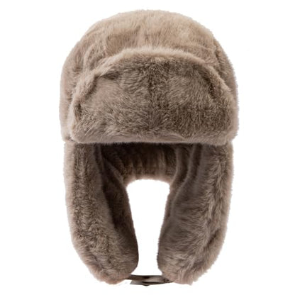 Fluffy Trapper Hats Winter Cozy Plush Ushanka Russian Hat Windproof Ski Hat Pilot Aviator Cap Cold Weather Hat - color: Mg-lfmyymrtb27-khaki